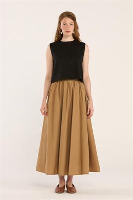 Yazlık Kolsuz Keten Bluz Siyah