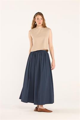 Yazlık Kolsuz Keten Bluz Açık vizon