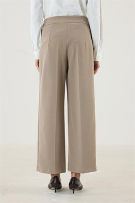 Yüksek Bel Bol Paça Culotte Pantolon Açık vizon