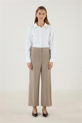 Yüksek Bel Bol Paça Culotte Pantolon Açık vizon