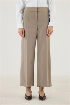 Yüksek Bel Bol Paça Culotte Pantolon Açık vizon