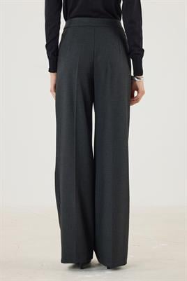 Yüksek Bel Pileli Palazzo Pantolon Antrasit