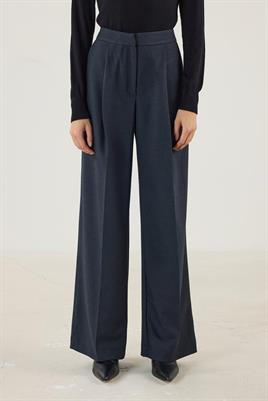 Yüksek Bel Pileli Palazzo Pantolon Lacivert