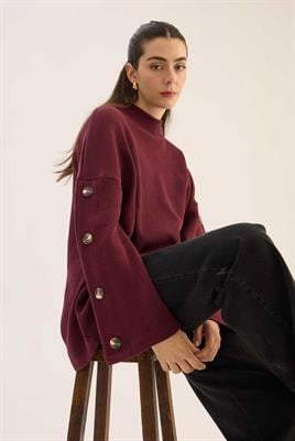 Yüksek Yaka Kazak Bordo