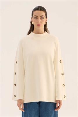 Yüksek Yaka Kazak Ekru