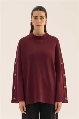 Yüksek Yaka Kazak Bordo