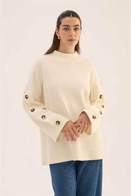 Yüksek Yaka Kazak Ekru