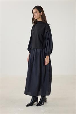 Paraşüt Etekli Elbise Siyah
