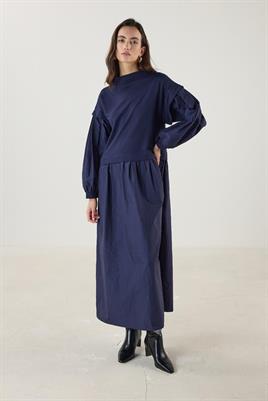 Paraşüt Etekli Elbise Lacivert