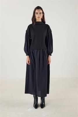 Paraşüt Etekli Elbise Siyah