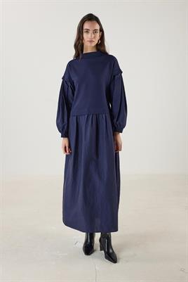 Paraşüt Etekli Elbise Lacivert
