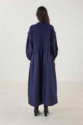 Paraşüt Etekli Elbise Lacivert