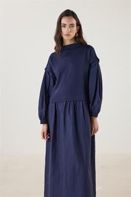 Paraşüt Etekli Elbise Lacivert