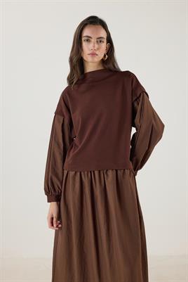 Paraşüt Etekli Elbise Acı kahve