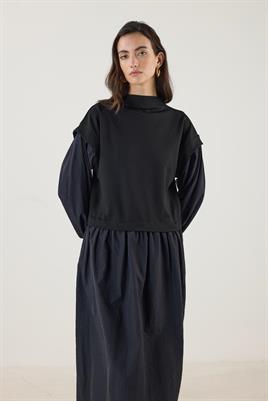 Paraşüt Etekli Elbise Siyah