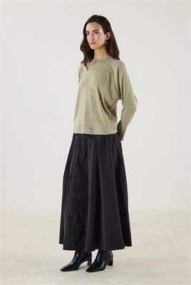 Yuvarlak Yaka Kısa Triko Bluz Çağla