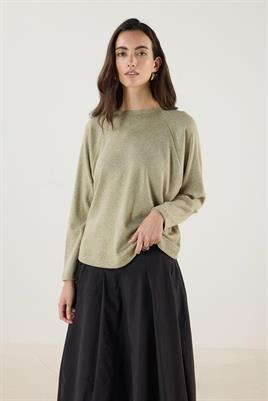 Yuvarlak Yaka Kısa Triko Bluz Çağla