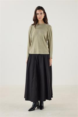 Yuvarlak Yaka Kısa Triko Bluz Çağla