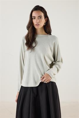 Yuvarlak Yaka Kısa Triko Bluz Taş