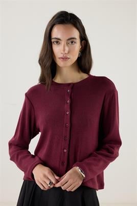 Kısa Triko Hırka Bordo