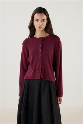 Kısa Triko Hırka Bordo