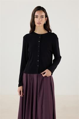 Kısa Triko Hırka Siyah