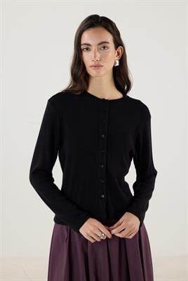 Kısa Triko Hırka Siyah