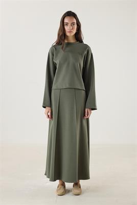 Nakış Detaylı Kısa Sweatshirt Haki