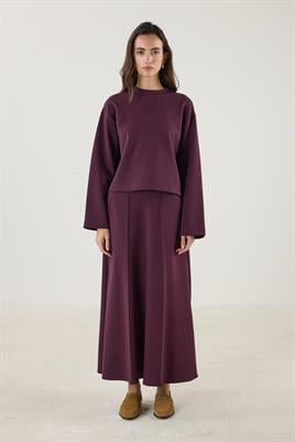 Nakış Detaylı Kısa Sweatshirt Bordo