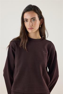 Nakış Detaylı Kısa Sweatshirt Acı kahve