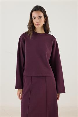 Nakış Detaylı Kısa Sweatshirt Bordo