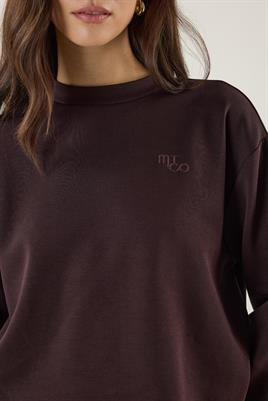 Nakış Detaylı Kısa Sweatshirt Acı kahve