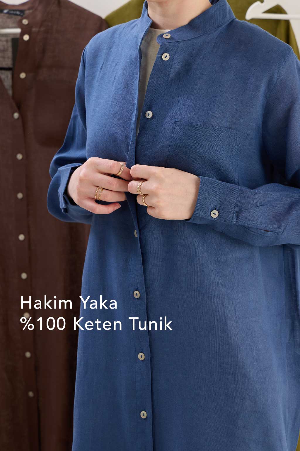 hakim yaka %100 keten tunik