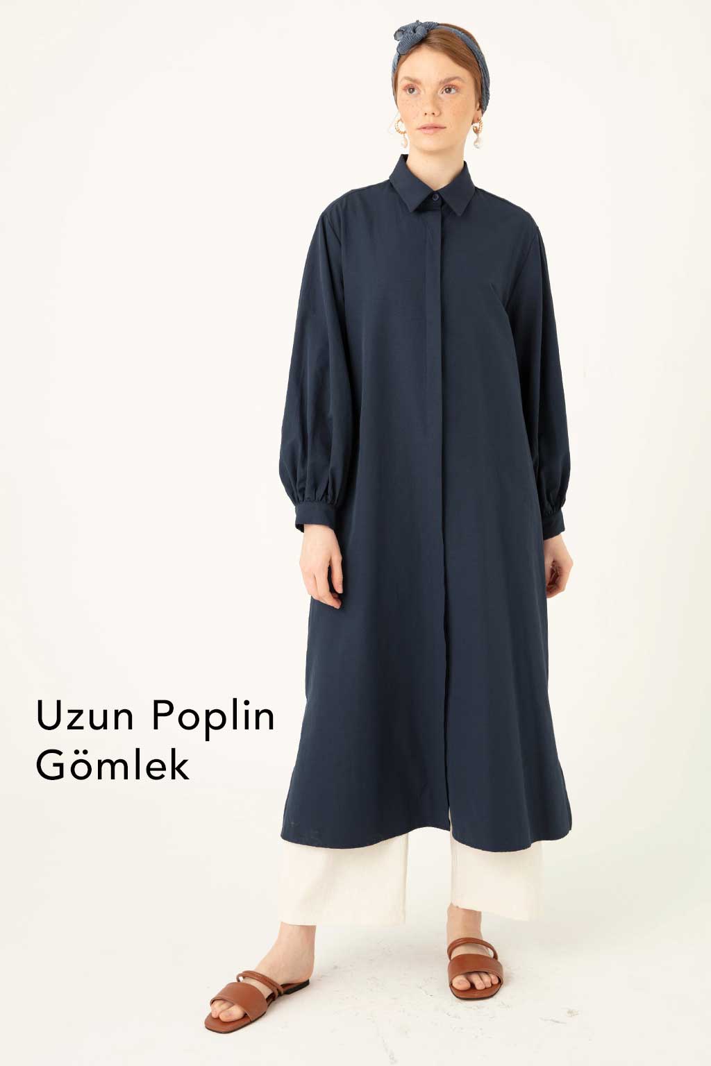 uzun poplin gömlek