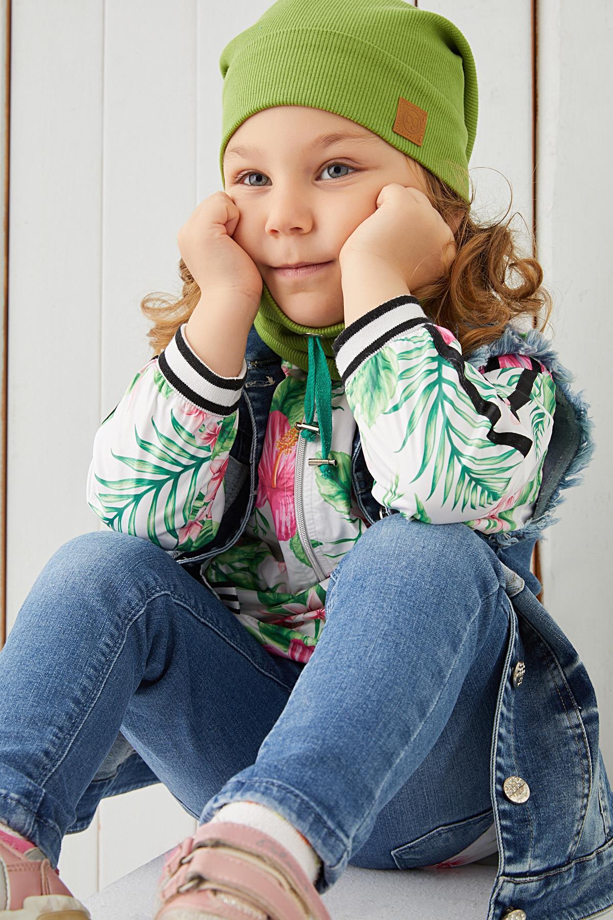 Kız Bebek Çocuk Yeşil İp detaylı Şapka Bere Boyunluk Takım Rahat %100  Pamuklu Kaşkorse