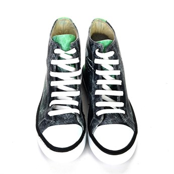 7204 Yeşil Siyah Beyaz Unisex Günlük Yürüyüş Kuru Kafa Sneakers Ayakkabı