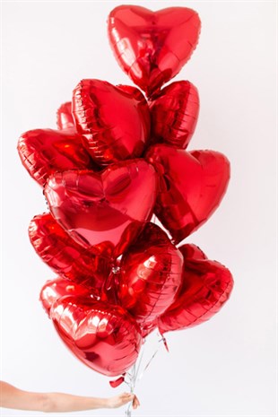 Kırmızı Kalp Folyo Balon Demeti 5 li