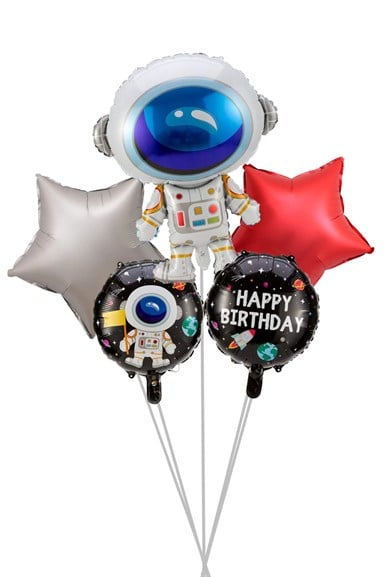 Uzay Temalı Kırmızı Folyo Balon Seti 5 li