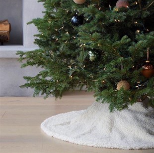 Yılbaşı Lüks Teddy Kumaş Çam Ağacı Altlığı Beyaz Renk Noel Ağaç Altı Örtüsü 120 cm