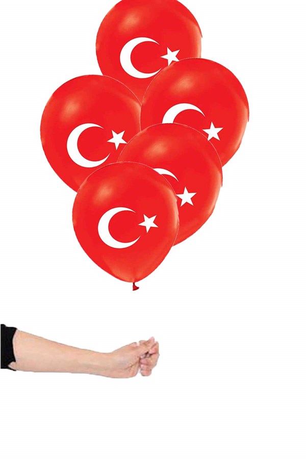 Ay Yıldız Türk Bayrağı Basklı Balon 10 lu | Partifabrik.com