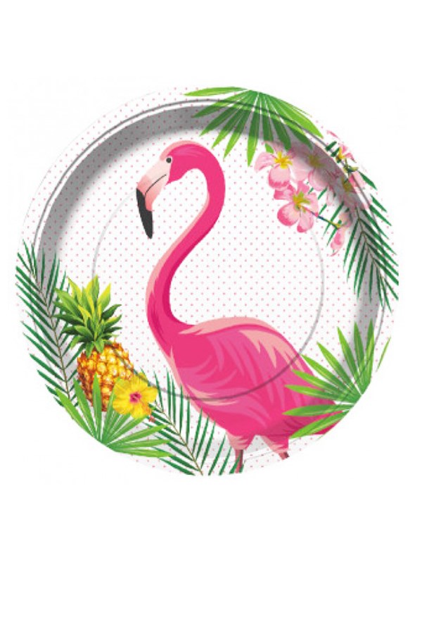 Flamingo Parti Temalı Karton Tabak 8 li