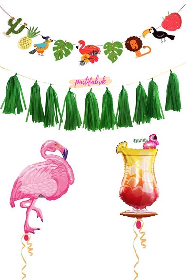 Flamingo Tropikal Temalı Parti Seti