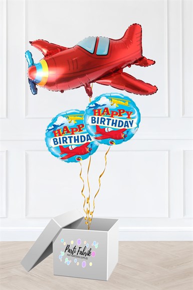 Kırmızı Uçak Folyo Balon 3 Lü Set