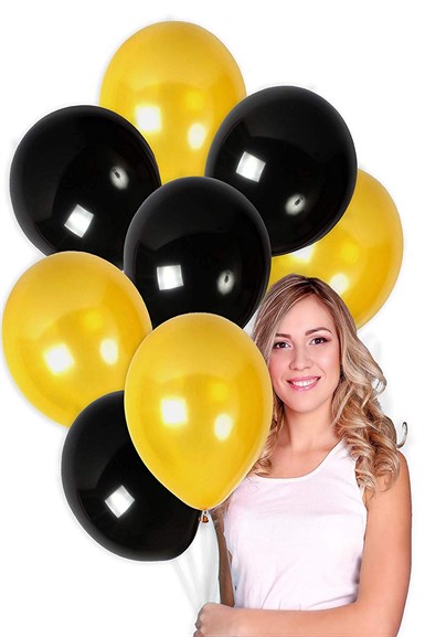 Balon Demeti Siyah Gold  Metalik 15 Li