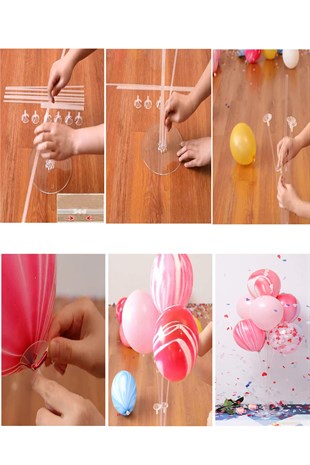Balon Standı Makaron Balon Demeti Karışık Renk