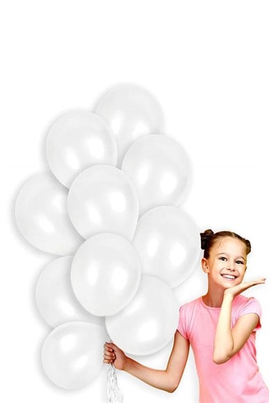 Beyaz Renk Metalik Balon