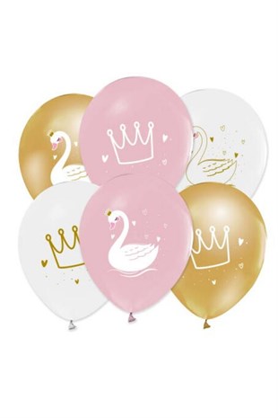 Kuğu Temalı Lateks Balon 10 Adet