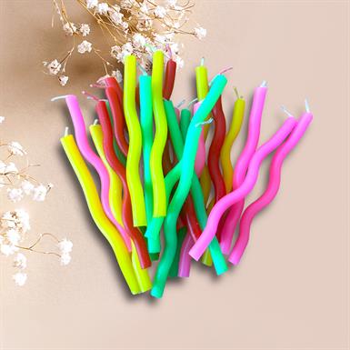 Neşeli Çocuklar Spiral Karnaval Renkli Uzun Çubuk Mum