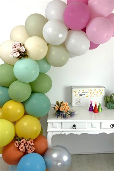Okaliptus Retro Renk Mat Pastel Balon 10 lu