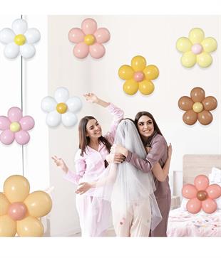 Pastel Retro Papatya Balonları Gökkuşağı Papatya Balon Seti
